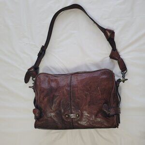 Frye Crossbody Merlot Wine Distressed Leather Purse Shoulder Bag